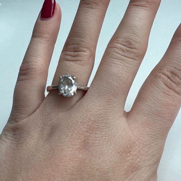 925 Silver ring with Center stone - 7.5 - Picture 2 of 5